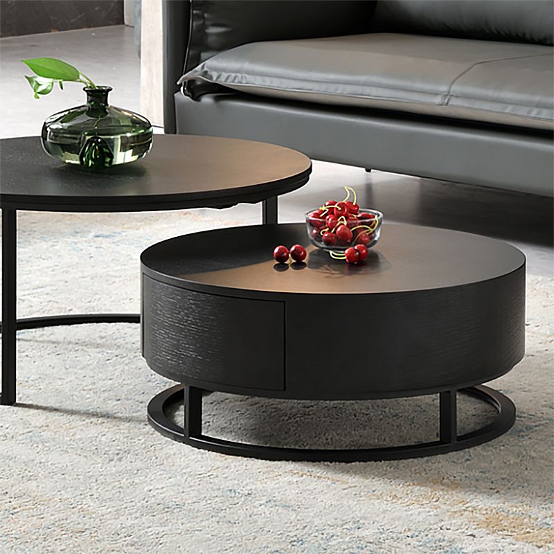Nordic Style Round Frame/drum Base Solid Wood Table with Drawer Coffee Table Clearhalo 'Coffee & Accent Tables' 'Coffee Tables' 'coffee_tables' 'furn' 'furn_coffee_tables' 'Furniture' 'Living Room Furniture' 1200x1200_d8eba838-75e4-429b-be16-0a274afce1b5