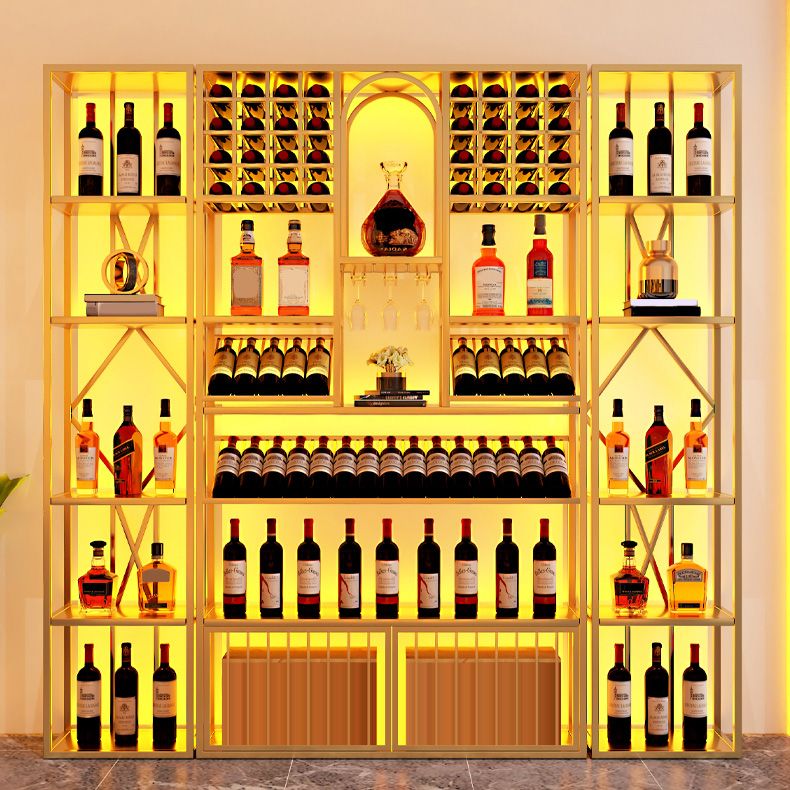 Glam Freestanding Wine Rack Bottle Metal Bottle Holder in Gold