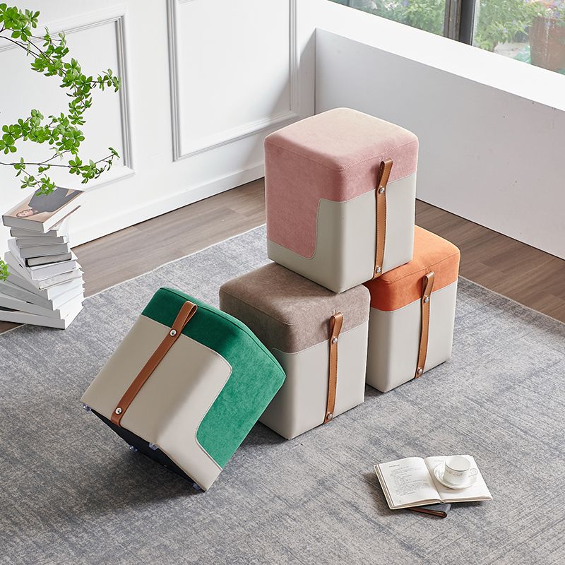 Colorblock Flannel Pouf Modern Simple Square Upholstered Ottoman Clearhalo 'furn' 'furn_ottomans_poufs' 'Furniture' 'Living Room Furniture' 'Ottomans & Poufs' 'ottomans_poufs' 1200x1200_d8ec17a7-1c75-4843-95ee-fd532efdc17a