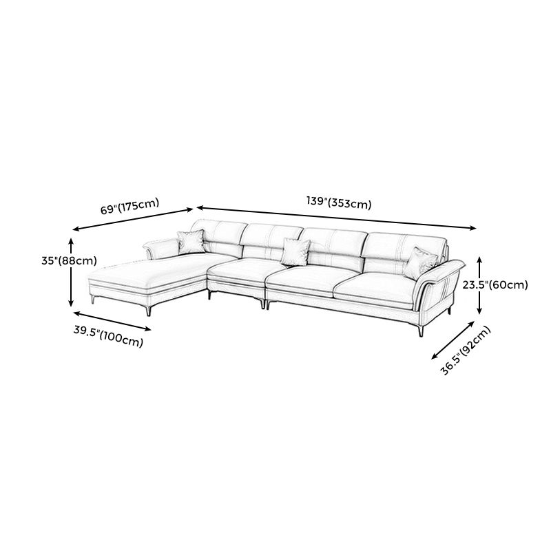 Contemporary Pillow Top Arm Sectional Sofa 34.65"H Cushion Back Sofa Clearhalo 'furn' 'furn_sectionals' 'Furniture' 'furniture_sectionals' 'Living Room Furniture' 'Sectionals' 1200x1200_d8ec64b0-60a0-4534-945c-187a38ed8b01