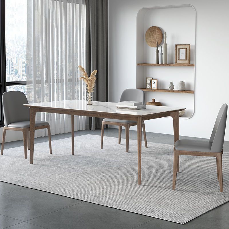 Modern Ash Wood Dinette Set 1/3/4/5/7 Pieces Rectangle Sintered Stone Top Dining Table Set Clearhalo 'Dining Room Sets' 'Dining Tables & Seating' 'dining_room_set' 'furn' 'furn_dining_room_set' 'Furniture' 'furniture_dining_room_set' 'Kitchen & Dining Furniture' 1200x1200_d8ed7da0-d19d-46a0-80ef-c2fe25a99133