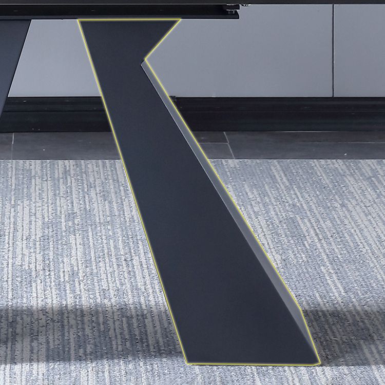 Extendable Industrial Sintered Stone Table Rectangle Dining Table with Double Pedestal Clearhalo ' dining_table' 'Dining Tables & Seating' 'Dining Tables' 'furn' 'furn_dining_table' 'Furniture' 'furniture_dining_table' 'Kitchen & Dining Furniture' 'kitchen&dining_furn' 'kitchen' 'kitchen_dining_table' 1200x1200_d8ed9bb2-18ea-4f9c-a3f4-d92d79990ae5