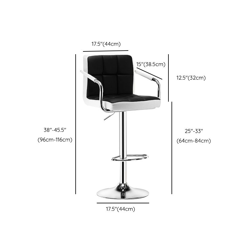 Contemporary Leather Counter Height Stools Adjustable Height Bar Stool