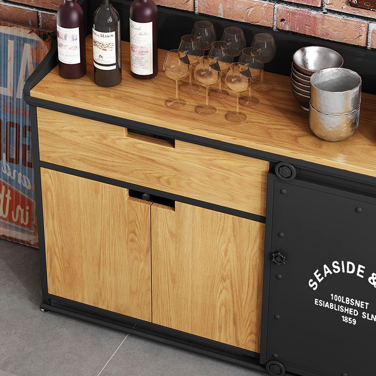 Modern Style Side Board Metal Sideboard with Sliding Door for Kitchen Clearhalo 'buffet_sideboard' 'Buffets & Sideboards' 'furn' 'furn_buffet_sideboard' 'Furniture' 'Kitchen & Dining Furniture' 1200x1200_d8ef7e50-3f46-47e7-8982-a057870c243a