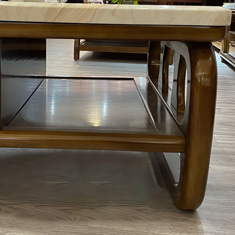 Rectangular Single Storage Coffee Cocktail Table with Marble Top