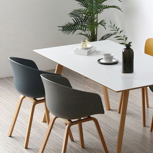 Contemporary Style Plastic Dining Room Chair Kitchen Arm Chair with Wooden Legs Clearhalo ' kitchen&dining_furn' 'Dining Chairs' 'Dining Tables & Seating' 'dining_chair' 'Furniture' 'furniture_dining_chair' 'Kitchen & Dining Furniture' 'kitchen' 1200x1200_d8f1dd69-784f-4ed4-83e7-b8fdf9a50ee7