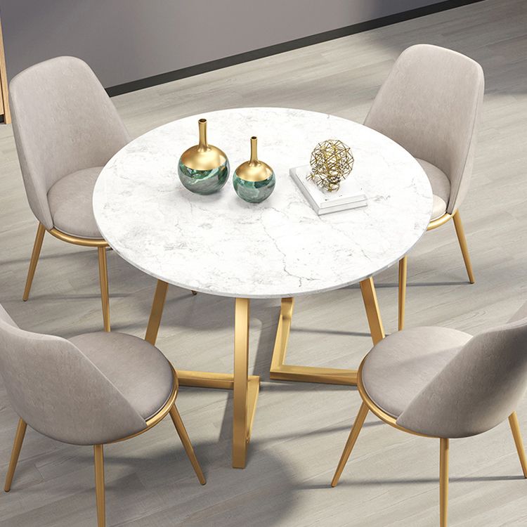 Scandinavian Round DiningRoomTableSet with Sintered Stone Dinette Set with Metal Pedestal Base Clearhalo 'Dining Room Sets' 'Dining Tables & Seating' 'dining_room_set' 'furn' 'furn_dining_room_set' 'Furniture' 'furniture_dining_room_set' 'Kitchen & Dining Furniture' 'kitchen&dining_furn' 'kitchen' 1200x1200_d8f1df2f-f106-4f52-8ae6-b050f329ecf5