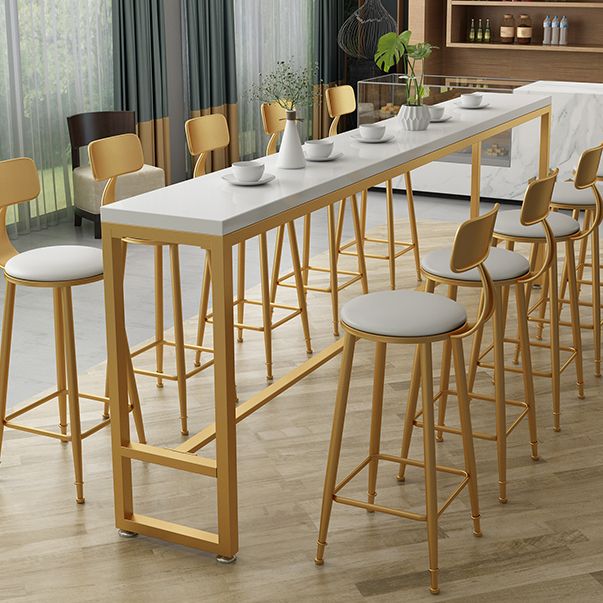 Weißer Kissen Barhocker zeitgenössischer Barhocker mit Metallbeinen