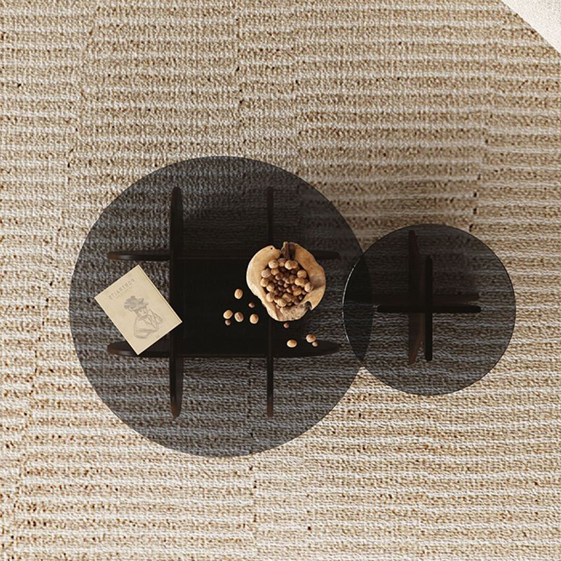 Living Room End Table Contemporary Round Abstract Glass Side Table