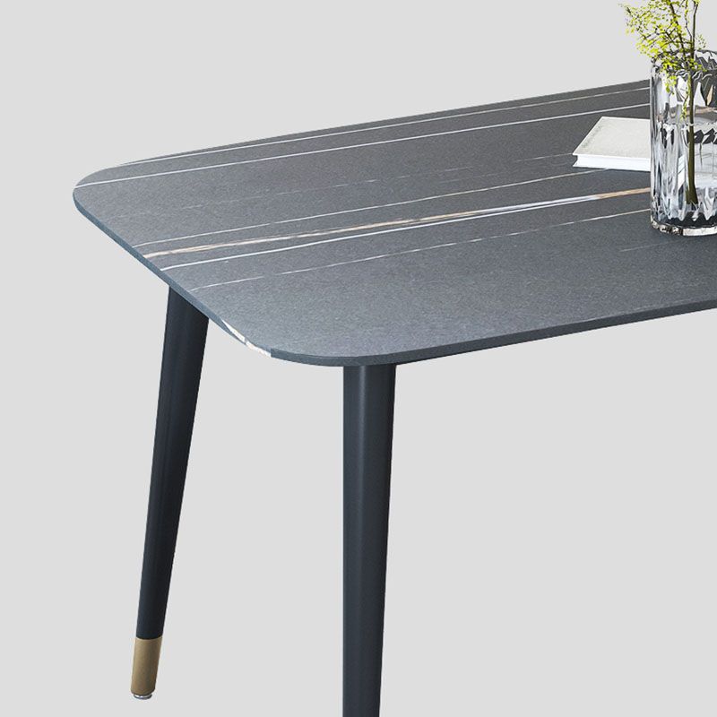 Modern Stone Rectangle Dining Table Home Kitchen Dinner Black Frame Dining Table Clearhalo 'Dining Tables & Seating' 'Dining Tables' 'dining_table' 'furn' 'furn_dining_table' 'Furniture' 'furniture_dining_table' 'Kitchen & Dining Furniture' 'kitchen' 'kitchen_dining_table' 1200x1200_d8f70b22-8efe-4b88-99f2-b198164dfd58