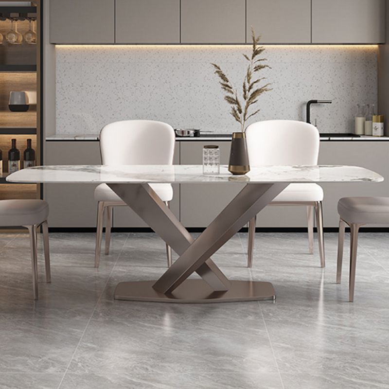 Glam Style Dining Rectangle Table Dining Sintered Stone Table for Home Use Clearhalo 'Dining Tables & Seating' 'Dining Tables' 'dining_table' 'furn' 'furn_dining_table' 'Furniture' 'Kitchen & Dining Furniture' 1200x1200_d8f7c603-ebb4-4392-af38-0925ab1427fe
