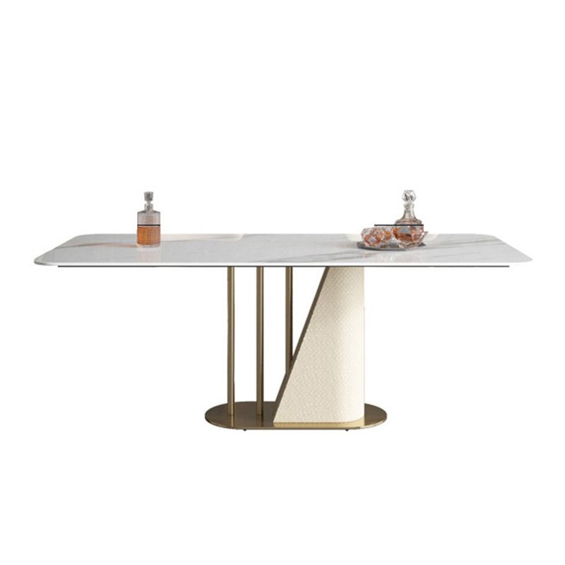 Stone Top Dining Table White Traditional Luxury Table with Pedestal Base Clearhalo 'Dining Tables & Seating' 'Dining Tables' 'dining_table' 'furn' 'furn_dining_table' 'Furniture' 'furniture_dining_table' 'Kitchen & Dining Furniture' 'kitchen' 'kitchen_dining_table' 1200x1200_d8f86974-88cd-4ead-acdc-a0f64fd51582