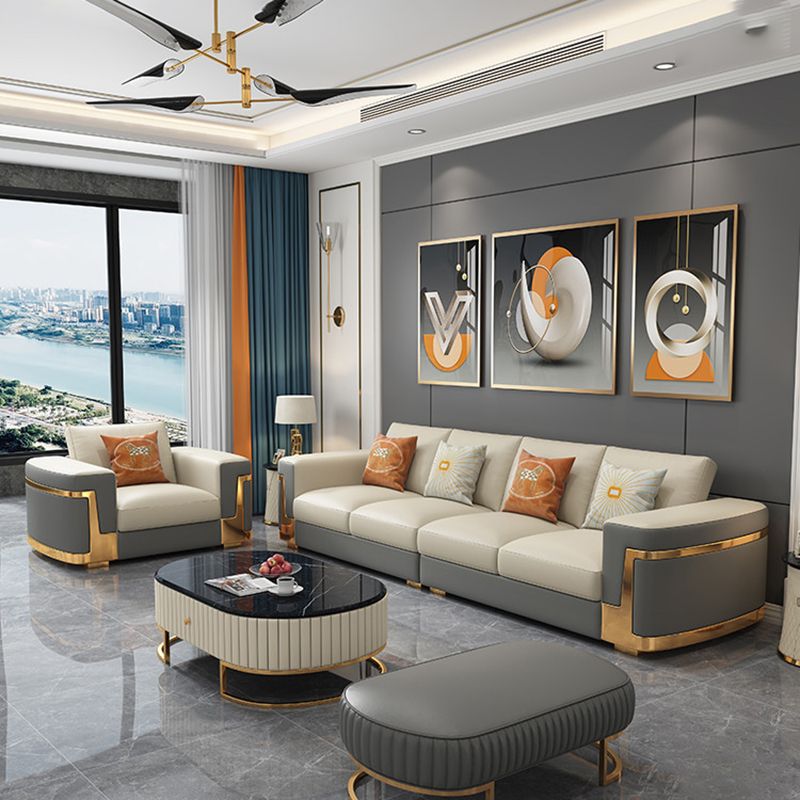 Glamstil quadratisch getuftetes Sofa Ledersofa in Armut für Wohnzimmer