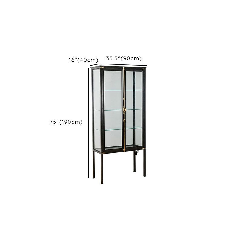 Modern Curio Cabinet Metal Glass Doors Storage Cabinet with Lighting Clearhalo 'Display & China Cabinets' 'display_china_cabinets' 'furn' 'furn_display_china_cabinets' 'Furniture' 'Kitchen & Dining Furniture' 1200x1200_d8fa2377-2632-483f-96d3-e1d84fcffd32