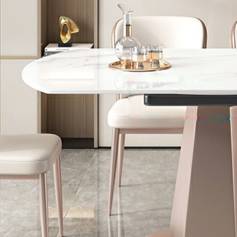 Modern Round Stone Top Dining Table with Pedestal for Living Room
