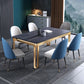 Traditional Luxury Dining Table Rectangle Sintered Stone 4 Legs Table with Gold Frame Clearhalo ' dining_table' 'Dining Tables & Seating' 'Dining Tables' 'furn' 'furn_dining_table' 'Furniture' 'furniture_dining_table' 'Kitchen & Dining Furniture' 'kitchen&dining_furn' 'kitchen' 'kitchen_dining_table' 1200x1200_d8fb220a-be42-4e27-b9fe-d72a63a64e61