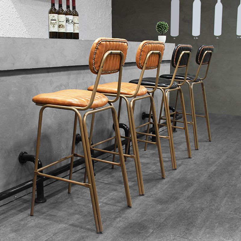 Industrial Leather Distressed Quilted Barstool Indoor Tall Stool with Rectangle Seat Clearhalo 'Bar Furniture' 'Bar Stools' 'bar_stools' 'furniture_bar_stools' 'Kitchen & Dining Furniture' 'kitchen&dining_furn' 'kitchen' 'kitchen_furn' Furniture' 1200x1200_d8fb6e65-262e-4f4c-8d29-77baa32b762e