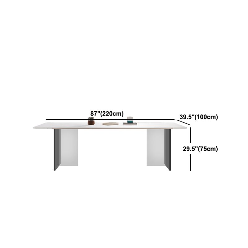 Mesa de comedor moderna con mesa de comedor rectangular de piedra blanca para cocina