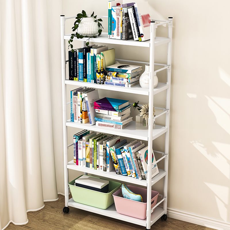 Industrial Steel Etagere Bookshelf Vertical Open Bookshelf with Caster Wheels Clearhalo 'Bookcases' 'furn' 'furn_bookcases' 'Furniture' 'furniture_bookcases' 'Office Furniture' 1200x1200_d8fc47e5-a2bb-472d-a429-1f7a6a61e756