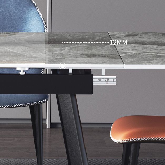 Sintered Stone Modern Dining Table Rectangle Extendable Table with 4 Legs Clearhalo ' dining_table' 'Dining Tables & Seating' 'Dining Tables' 'Furniture' 'furniture_dining_table' 'Kitchen & Dining Furniture' 'kitchen&dining_furn' 'kitchen' 'kitchen_dining_table' 1200x1200_d8fd2e98-6029-4913-85a0-84ed4440b392