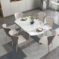 Mesa de comedor contemporánea con base metálica Mesa de comedor de piedra rectangular