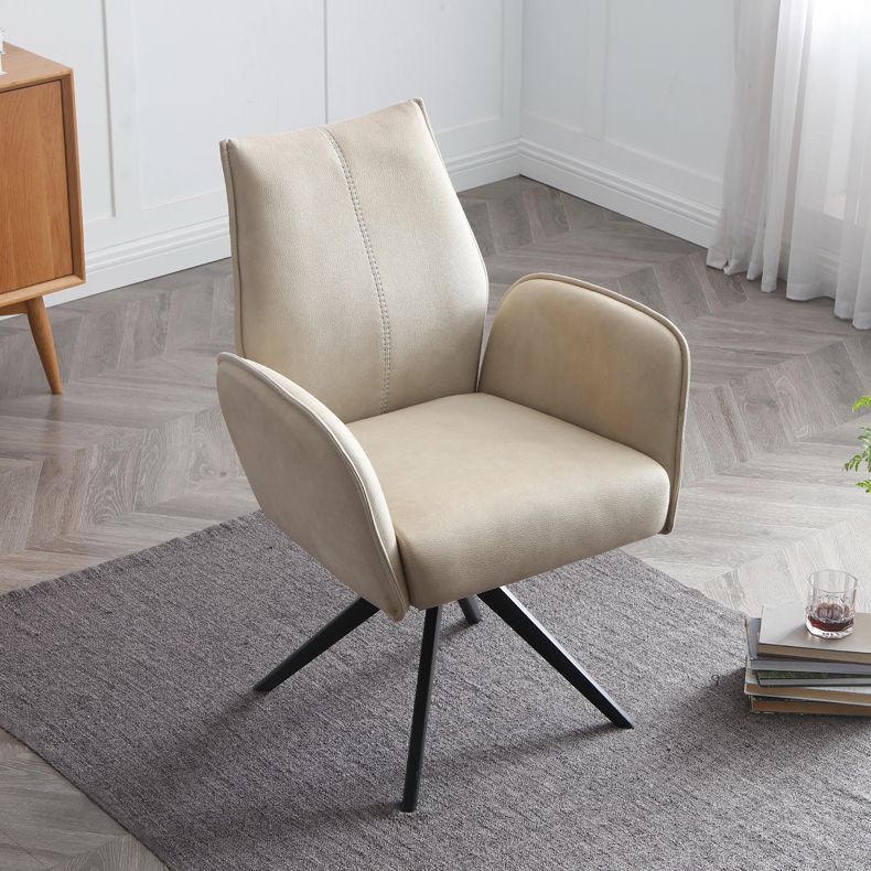 Contemporary Design Faux Leather Dining Chairs Solid Back Arm Side Chairs for Home Clearhalo ' kitchen&dining_furn' 'Dining Chairs' 'Dining Tables & Seating' 'dining_chair' 'furn' 'furn_dining_chair' 'Furniture' 'furniture_dining_chair' 'Kitchen & Dining Furniture' 'kitchen' 1200x1200_d8fe25db-76b8-4ee6-ba78-75b4ce508be0