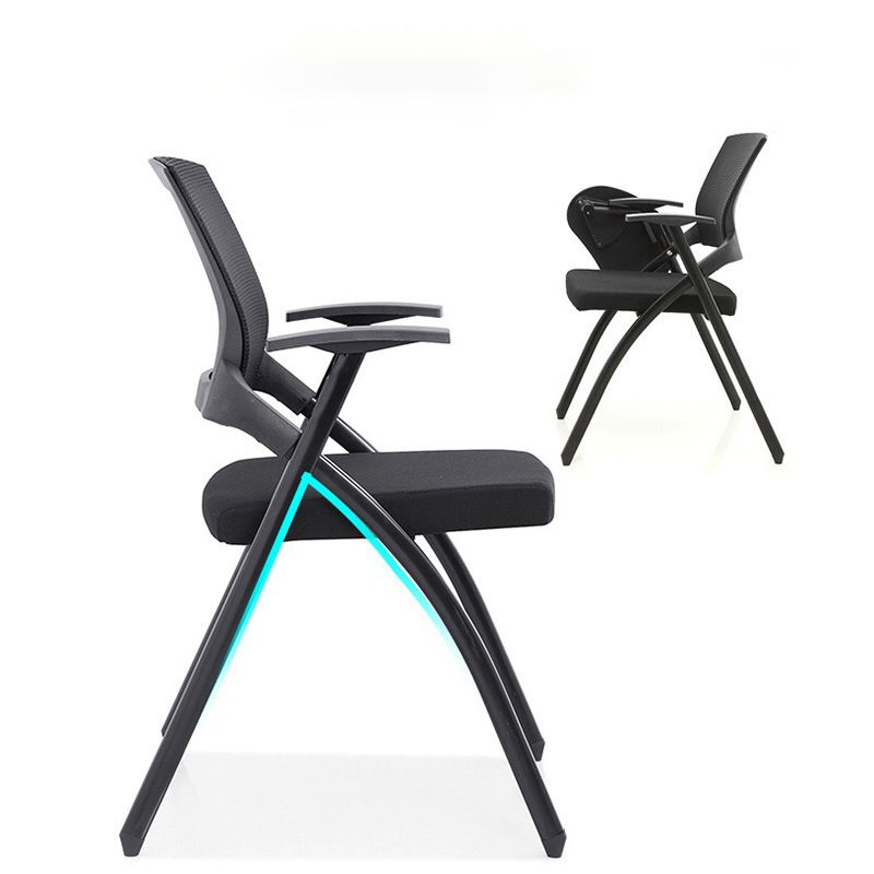 Chaise de bureau contemporaine noire à bras fixes et dossier moyen