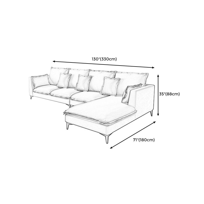 129.92"L X 70.87"W X 34.65"H Modern Sofa Cushions Square Arm Sectional with Chaise Clearhalo 'furn' 'furn_sectionals' 'Furniture' 'furniture_sectionals' 'Living Room Furniture' 'Sectionals' 1200x1200_d8febde1-c5f9-4b8e-8972-60a7535ce4a0