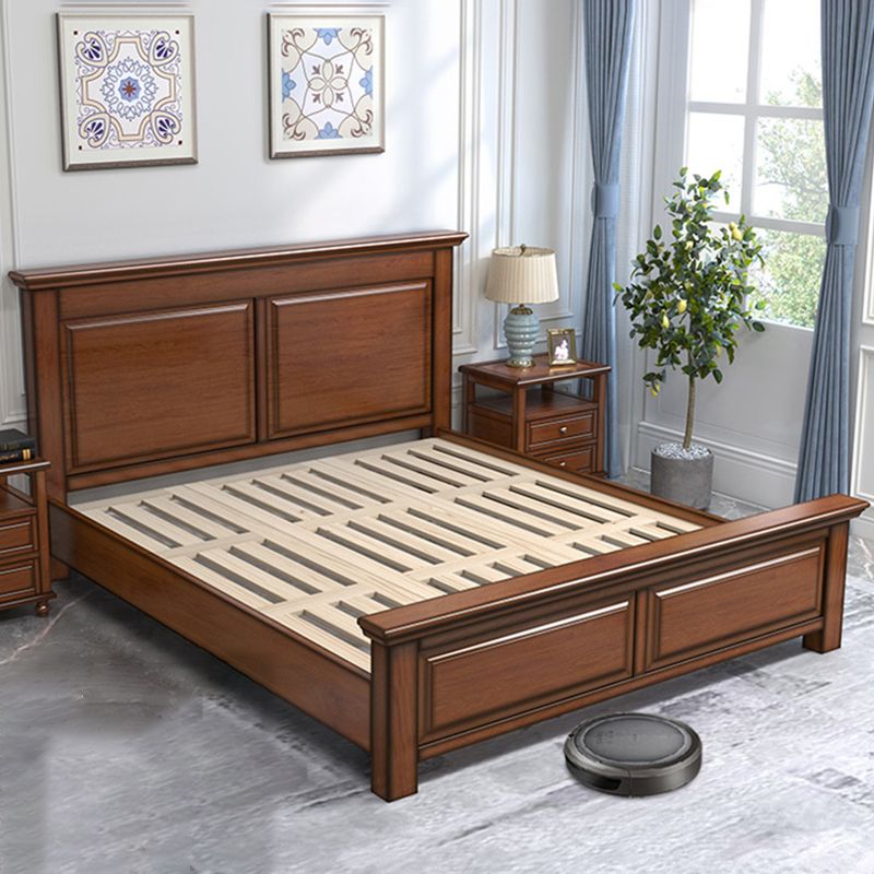 Mid-Century Modern Standard Bed Mahogany Espresso Panel Bed with Headboard Clearhalo 'Bedroom Furniture' 'Beds' 'furn' 'furn_beds' 'Furniture' 1200x1200_d8ff82b7-4c56-4aad-a6d0-eacb8d2201ce