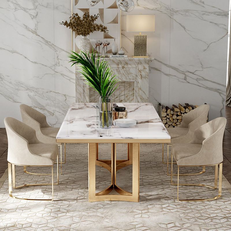 Traditional Luxury Dining Table Rectangle Double Pedestal Table with Gold Frame Clearhalo ' dining_table' 'Dining Tables & Seating' 'Dining Tables' 'furn' 'furn_dining_table' 'Furniture' 'furniture_dining_table' 'Kitchen & Dining Furniture' 'kitchen&dining_furn' 'kitchen' 'kitchen_dining_table' 1200x1200_d8ffb973-baa8-4cc9-9d4b-4f28b5d68be0