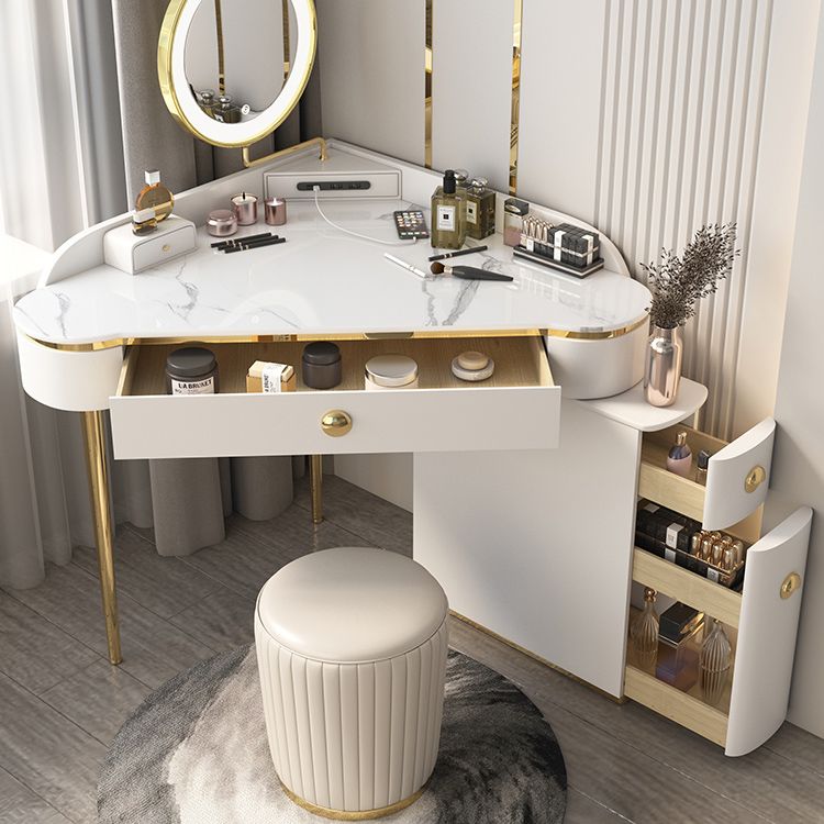 Contemporary Rectangle Make-up Vanity with 3 Drawers and Metal Base