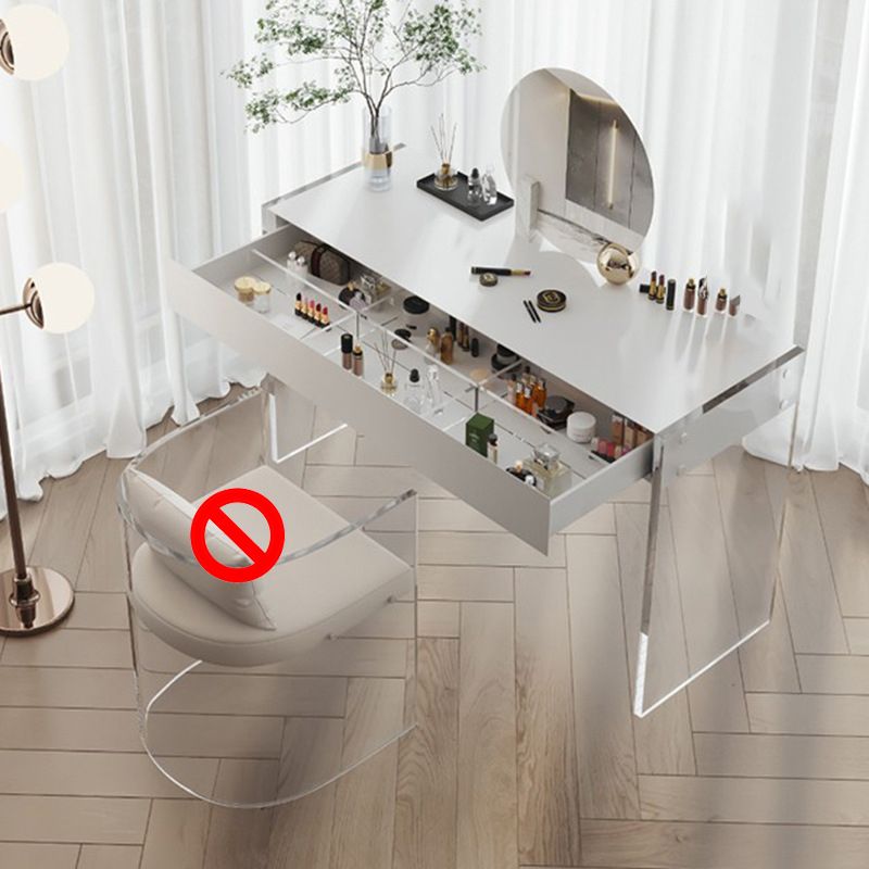 Mirrored Wood Makeup Dressing Table Modern Style Stool Set in White Clearhalo 'Bedroom Furniture' 'furn' 'furn_makeup_vanities' 'Furniture' 'Makeup Vanities' 'makeup_vanities' 1200x1200_d900bdc8-7100-471d-9cd7-a6d42d9fd510