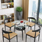 Modern Glass Dining Table 31.5" Round Dining Table with Black Frame for Home Use Clearhalo ' dining_table' 'Dining Tables & Seating' 'Dining Tables' 'furn' 'furn_dining_table' 'Furniture' 'furniture_dining_table' 'Kitchen & Dining Furniture' 'kitchen&dining_furn' 'kitchen' 'kitchen_dining_table' 1200x1200_d9042135-b05d-47a5-a5d6-26df8a2143ad