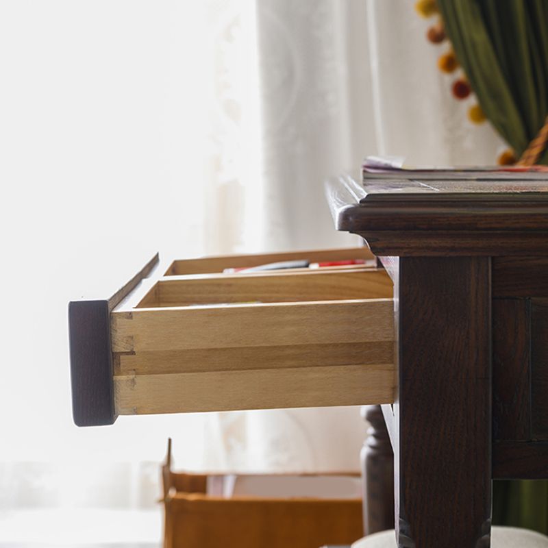 Ensemble de vanité brun cend avec miroir 17,71 "tables de vanité en bois de large avec 2 tiroirs