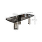 Contemporary Kitchen Dinner Table Rectangle  Glass Top Dining Table