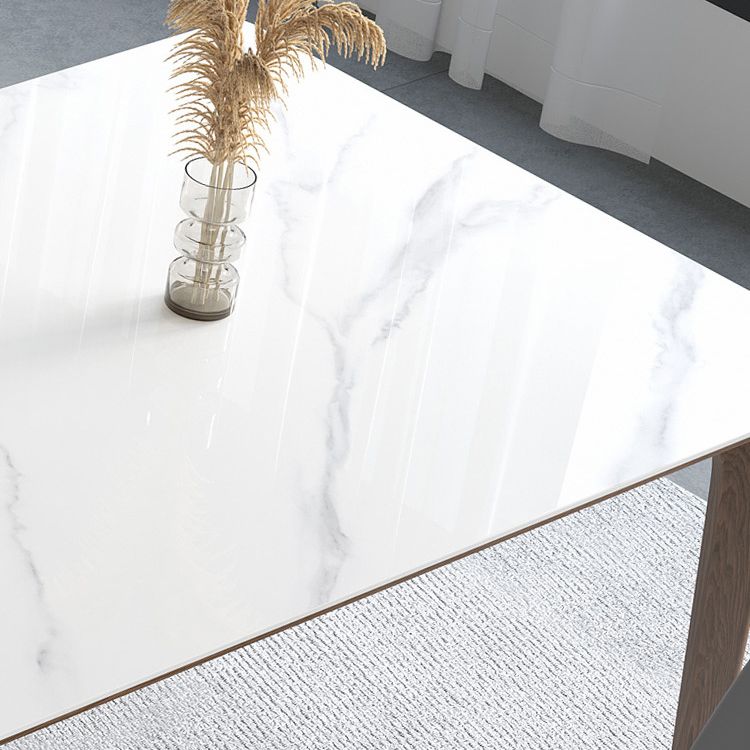 Industrial Style Dinner Table Stone Rectangle Dining Site Table in White Clearhalo 'Dining Tables & Seating' 'Dining Tables' 'dining_table' 'furn' 'furn_dining_table' 'Furniture' 'Kitchen & Dining Furniture' 1200x1200_d9068e94-3a88-4061-a4e5-b919ce99afe6