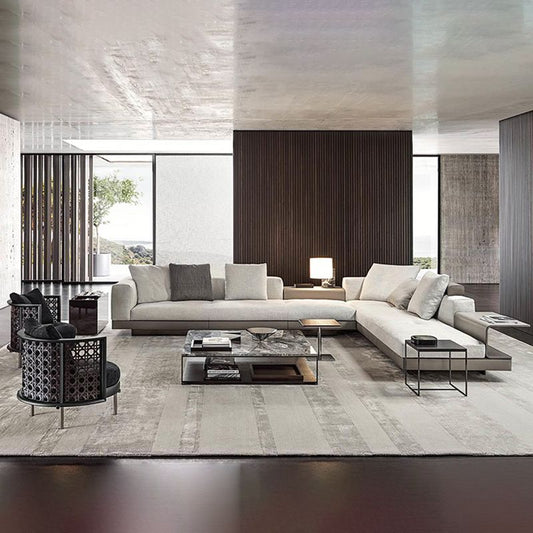 Zeitgenössische echte Ledersosedee genähte Kissen Rücksitze