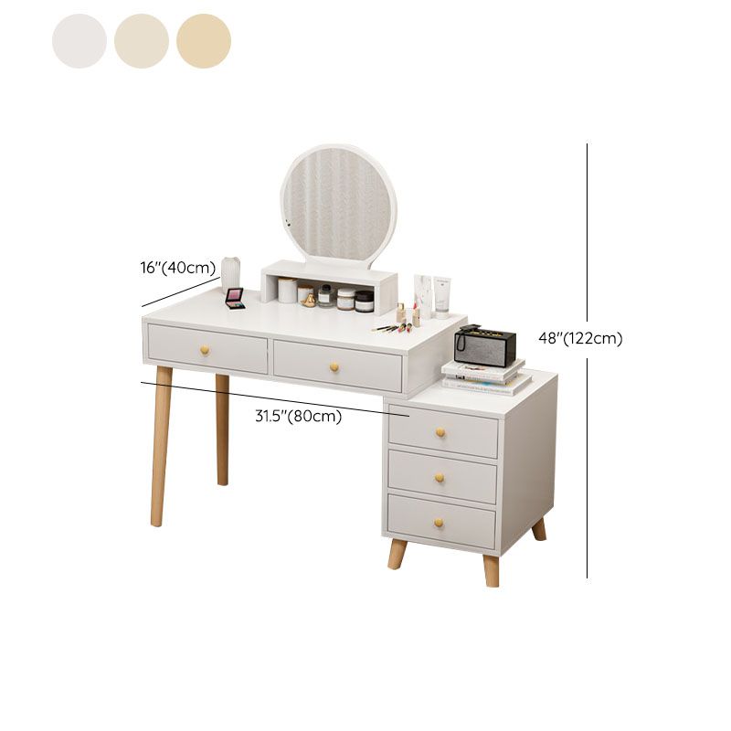 Mesa de tocador de madera y metal con acento de taburete 5/6 cajones de maquillaje