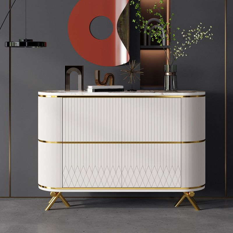 Glam Stone Top Sideboard Engineered Wood Side Board with Gold Legs Clearhalo 'buffet_sideboard' 'Buffets & Sideboards' 'furn' 'furn_buffet_sideboard' 'Furniture' 'Kitchen & Dining Furniture' 1200x1200_d90a964b-983c-4410-b330-cf82d9c02ee1