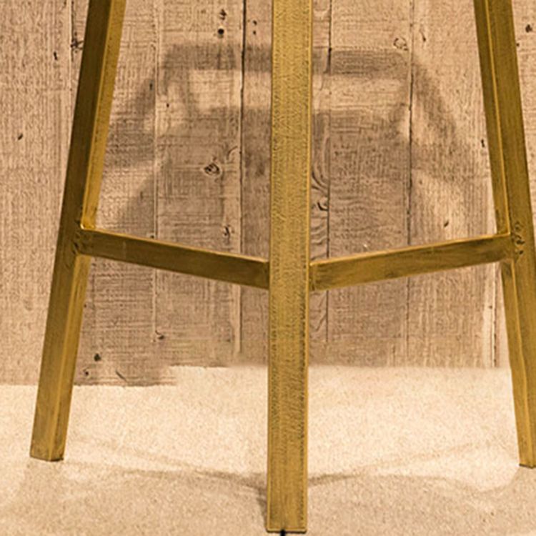 Nordic Armless Backrest Counter Stool Iron Cafe Bar Stool with Leather Cushion Clearhalo 'Bar Furniture' 'Bar Stools' 'bar_stools' 'furn' 'furn_bar_stools' 'Furniture' 'furniture_bar_stools' 'Kitchen & Dining Furniture' 1200x1200_d90aff1e-97f7-4382-bbf1-f9011f4a5b0d