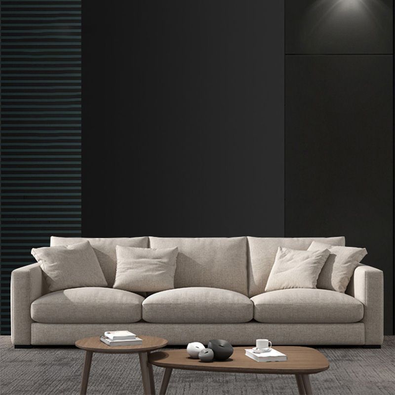 Square Armrest Latex/sponge Upholstery Filled Wood Base Off-white Rectangular Sofa Clearhalo 'furn' 'furn_sofas' 'Furniture' 'furniture_sofas' 'kitchen' 'kitchen_sofas' 'Living Room Furniture' 'Sofa' 'sofas' 1200x1200_d90cea40-e1cd-4fec-9f2a-a9c4fb08c7dd