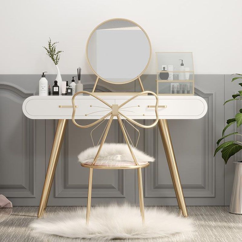 Glam Makeup Counter with 2 Drawers in White Vanity Table for Bedroom Clearhalo 'Bedroom Furniture' 'furn' 'furn_makeup_vanities' 'Furniture' 'Makeup Vanities' 'makeup_vanities' 1200x1200_d90db2be-d2a9-47a4-8527-2ec8a4d507f1