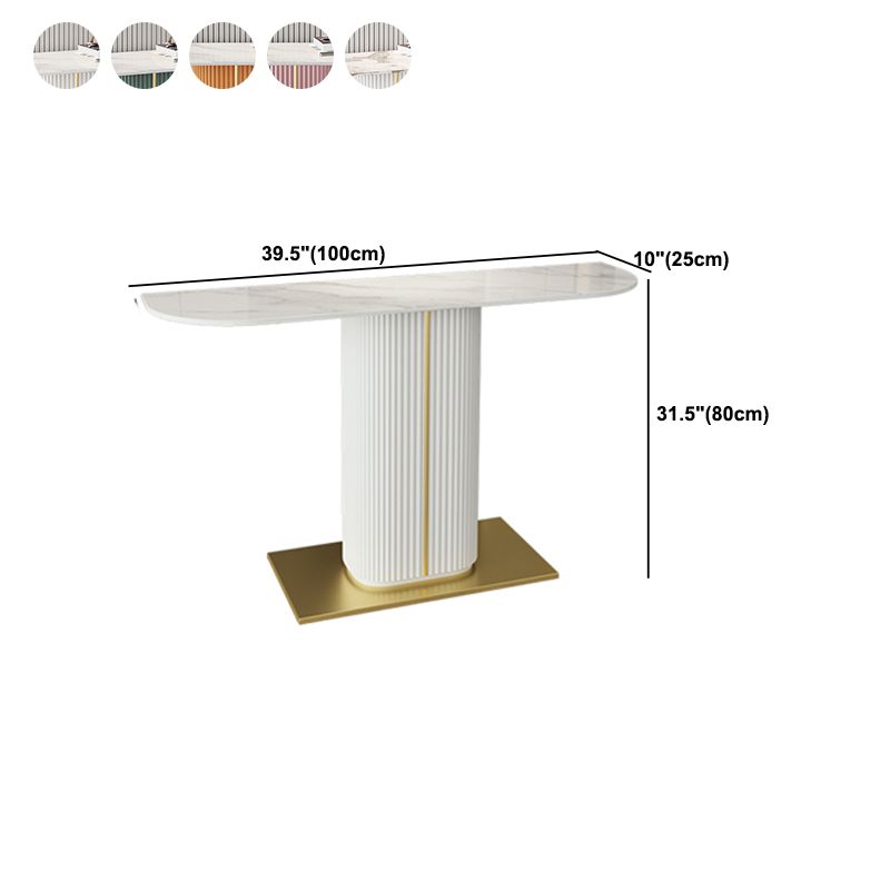 Glam Half Moon Slate Console Table Stain Resistant Pedestal Sofa Console Table Clearhalo 'Console Tables' 'console_tables' 'Entry & Mudroom Furniture' 'furn' 'furn_console_tables' 'Furniture' 1200x1200_d90dbb87-4463-4f76-a8f3-0e3909530e87