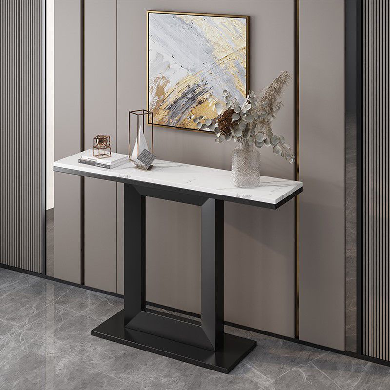 Tableau d'accent supérieur en marbre avec base de piédestal pour Hall 31,5 "High Console Table