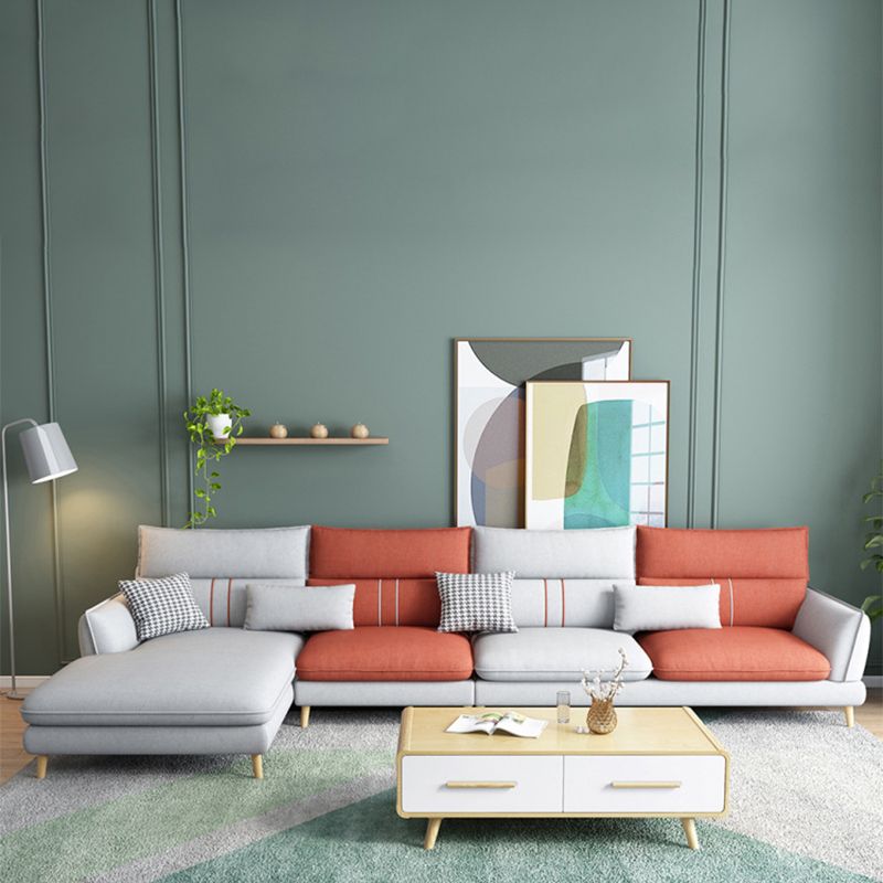 Flared Arm Sectional Sofa Modern 4-seater Fabric Sectional in Grey Clearhalo 'furn' 'furn_sectionals' 'Furniture' 'Living Room Furniture' 'Sectionals' 1200x1200_d90f8440-7fa7-4ee3-893e-6ef196cdf3da
