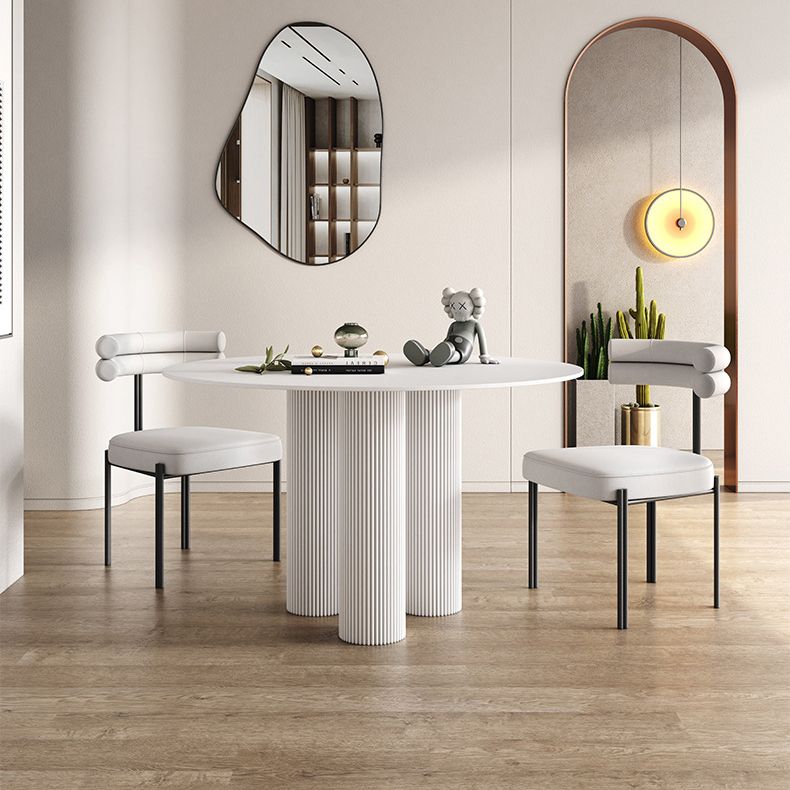 Round Dining Table Stone Top Dining Table with MDF Base for Dining Room Clearhalo 'Dining Tables & Seating' 'Dining Tables' 'dining_table' 'furn' 'furn_dining_table' 'Furniture' 'furniture_dining_table' 'Kitchen & Dining Furniture' 'kitchen' 'kitchen_dining_table' 1200x1200_d910319d-607f-40e3-aba7-f0399828485f