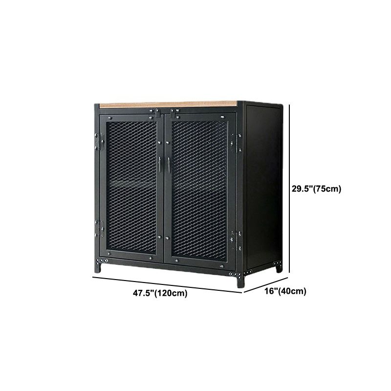 29.5" Tall Metal Accent Cabinet Industrial 2 - Door Chest with Wood Top Clearhalo 'Cabinets & Chests' 'cabinets_chests' 'furn' 'furn_cabinets_chests' 'Furniture' 'Living Room Furniture' 1200x1200_d911ec57-b4ff-4e37-a486-c426d92bce9b