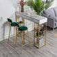 Stone Bar Table Set Industrial Rectangle 1/3 Pieces Pub Table with Upholstered Stools
