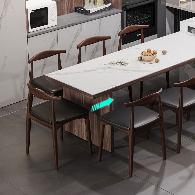Extendable Rectangle Dining Table Wood Frame Dining Table for Dining Room