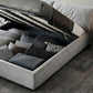 Contemporary Genuine Leather Bed Frame Standard Bed with Upholstered Headboard